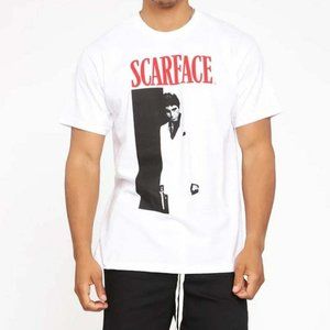 Scarface Mens Scarface Gangster Movie Poster Graphic Print White Shirt New Large